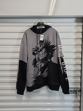 Death Note Ryuk 2fer Hoodie Large NWT Anime Graphic Black Gray